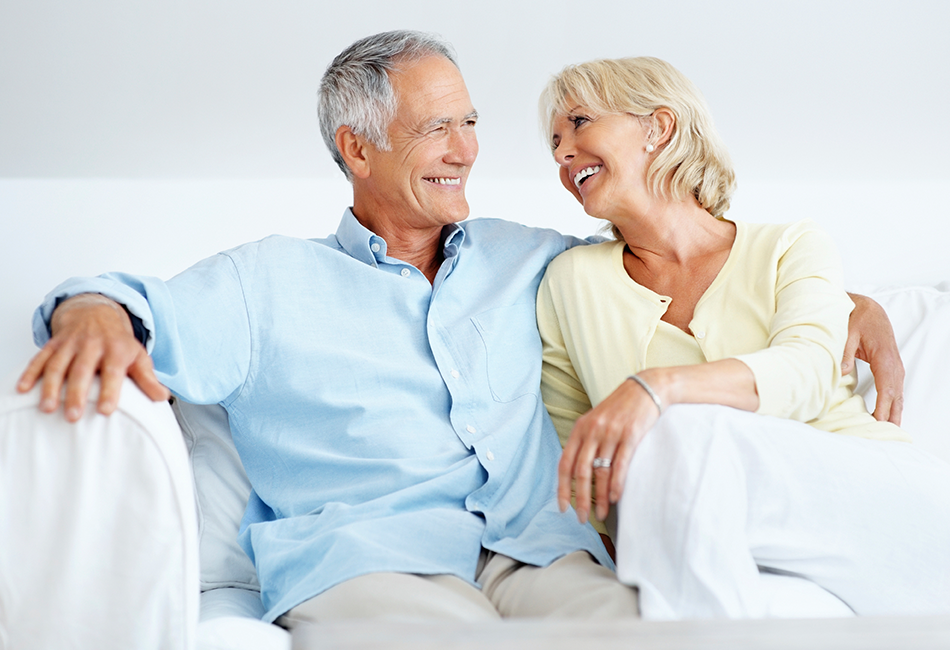 Senior couple in comfortable home setting